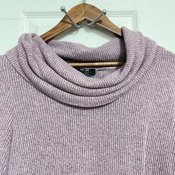 AGB Women's Purple Cowlneck Ribbed Long Sleeve High Low Sweater Size Large - Picture 3 of 7